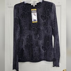 Edited by Remi Bader Snake Print Mesh Long Sleeve Top - Women's Size Medium NWT